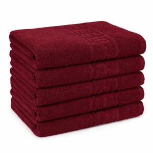 Set 5 prosoape medii 50x90cm, din 100% bumbac pakistanez, 500g, Visiniu Set 5 prosoape medii 50x90cm, din 100% bumbac pakistanez, 500g, Visiniu