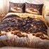 Lenjerie pat dublu cu Elastic, bumbac satinat, Maro, ursuleti [7]
