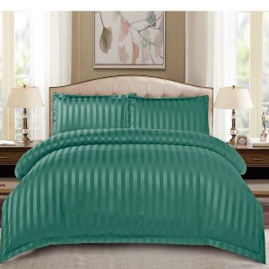Lenjerie HoReCa, pat dublu, tip Damasc Finetat Deluxe cu Elastic, 4 piese, Verde menta