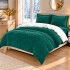 Lenjerie de Pat Dublu, CoCoLiNo Ultra Pufoasă, cu Blanita Sherpa Alba, 4 piese, Cearșaf cu ELASTIC, Model Traditional 3D, Verde [3]