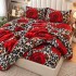 Lenjerie pat dublu cu Elastic, Super Pufoasa COCOLINO, 4 piese, animal print, trandafiri [5]
