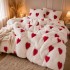 Lenjerie pat dublu, Super Pufoasa COCOLINO Fluffy, 4 piese, Alb, inimioare rosii [2]