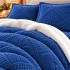 Lenjerie de Pat Dublu, CoCoLiNo Ultra Pufoasă, cu Blanita Sherpa Alba, 4 piese, Cearșaf cu ELASTIC, Model Traditional 3D, Albastru [5]