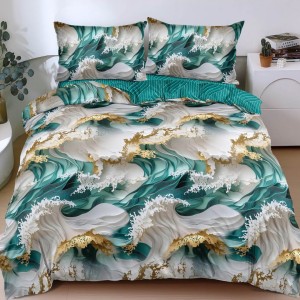 Lenjerie pat dublu, bumbac satinat, cearsaf clasic, 4 piese, Verde, Gri, abstract elegant Lenjerie pat dublu, bumbac satinat, cearsaf clasic, 4 piese, Verde, Gri, abstract elegant