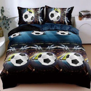 Lenjerie pat dublu cu Elastic, Albastru, fotbal