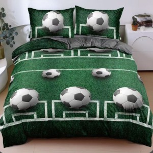 Lenjerie pat dublu cu Elastic, Verde, fotbal Lenjerie pat dublu cu Elastic, Verde, fotbal