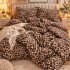 Lenjerie pat dublu cu Elastic, Super Pufoasa COCOLINO, 4 piese, maro, animal print [5]