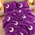 Lenjerie pat dublu, Super Pufoasa COCOLINO,cu ELASTIC, 4 piese, Mov, Steluțe si Luna [6]