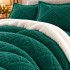 Lenjerie de Pat Dublu, CoCoLiNo Ultra Pufoasă, cu Blanita Sherpa Alba, 4 piese, Cearșaf cu ELASTIC, Model Traditional 3D, Verde [5]