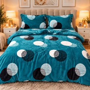 Lenjerie pat dublu, Super Pufoasa COCOLINO,cu ELASTIC, 4 piese, Turquoise, Buline Lenjerie pat dublu, Super Pufoasa COCOLINO,cu ELASTIC, 4 piese, Turquoise, Buline