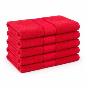 Set 5 prosoape mari 70x130cm, din 100% bumbac pakistanez, 400g, Line, Rosu Set 5 prosoape mari 70x130cm, din 100% bumbac pakistanez, 400g, Line, Rosu