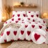 Lenjerie pat dublu, Super Pufoasa COCOLINO Fluffy, 4 piese, Alb, inimioare rosii [4]