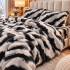 Lenjerie pat dublu cu Elastic, Super Pufoasa COCOLINO, 4 piese, gri, negru, animal print [6]