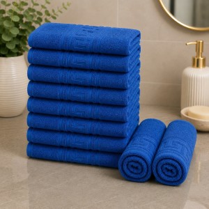 Set 10 prosoape mici, Greek Border, 30x50cm, din 100% bumbac pakistanez,  500g, Albastru