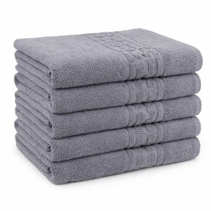 Set 5 prosoape medii 50x90cm, din 100% bumbac pakistanez, 500g, Gri Set 5 prosoape medii 50x90cm, din 100% bumbac pakistanez, 500g, Gri