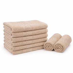 Set 8 prosoape mici 30x50cm, din 100% bumbac pakistanez,  400g, Bej