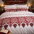 Lenjerie pat dublu, Finet, 6 piese, Alb-Rosu, model traditional [4]