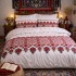 Lenjerie pat dublu, Finet, 6 piese, Alb-Rosu, model traditional [3]