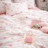 Lenjerie pat dublu cu ELASTIC, Finet, 6 piese, Alb, Roz, inimioare [5]