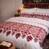 Lenjerie pat dublu, Finet, 6 piese, Alb-Rosu, model traditional [7]