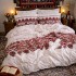 Lenjerie pat dublu, Finet, 6 piese, Alb-Rosu, model traditional [9]