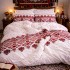 Lenjerie pat dublu, Finet, 6 piese, Alb-Rosu, model traditional [12]