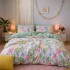 Lenjerie pat dublu, Finet, 6 piese, Verde, flori [5]