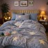 Lenjerie pat dublu, Finet, 6 piese, Gri, stelute [4]