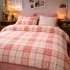 Lenjerie pat dublu, Finet, 6 piese, Roz, carouri [7]