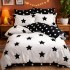 Lenjerie pat dublu, Finet, 6 piese, Alb-Negru, stelute [2]