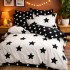 Lenjerie pat dublu, Finet, 6 piese, Alb-Negru, stelute [3]
