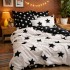 Lenjerie pat dublu, Finet, 6 piese, Alb-Negru, stelute [5]