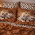 Lenjerie pat dublu, Finet, 6 piese, Maro, leoparzi [5]
