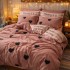 Lenjerie pat dublu, Finet, 6 piese, Maro, inimioare [3]