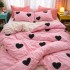 Lenjerie pat dublu, Finet, 6 piese, Roz, inimioare [3]