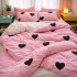 Lenjerie pat dublu, Finet, 6 piese, Roz, inimioare [4]