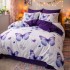 Lenjerie pat dublu, Finet, 6 piese, Mov, fluturi, inimioare [2]