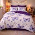 Lenjerie pat dublu, Finet, 6 piese, Mov, fluturi, inimioare [4]