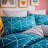 Lenjerie pat dublu, Finet, 6 piese, Turquoise, forme geometrice [3]