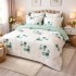Lenjerie pat dublu, Finet, 6 piese, Alb-Verde, frunze [2]