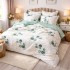 Lenjerie pat dublu, Finet, 6 piese, Alb-Verde, frunze [4]