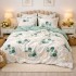 Lenjerie pat dublu, Finet, 6 piese, Alb-Verde, frunze [3]