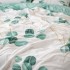Lenjerie pat dublu, Finet, 6 piese, Alb-Verde, frunze [6]