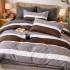 Lenjerie pat dublu, Finet, 6 piese, Gri, dungi [2]