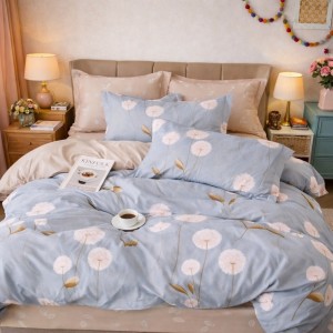 Lenjerie pat dublu, Finet, 6 piese, Gri, papadii