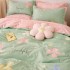 Lenjerie pat dublu, Finet, 6 piese, Verde, flori [5]