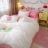 Lenjerie pat dublu, Finet, 6 piese, Roz, buline [4]