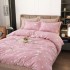 Lenjerie pat dublu, Finet, 6 piese, Roz, flori, buline [7]