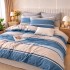 Lenjerie pat dublu, Finet, 6 piese, Albastru, dungi [4]