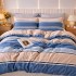 Lenjerie pat dublu, Finet, 6 piese, Albastru, dungi [7]
